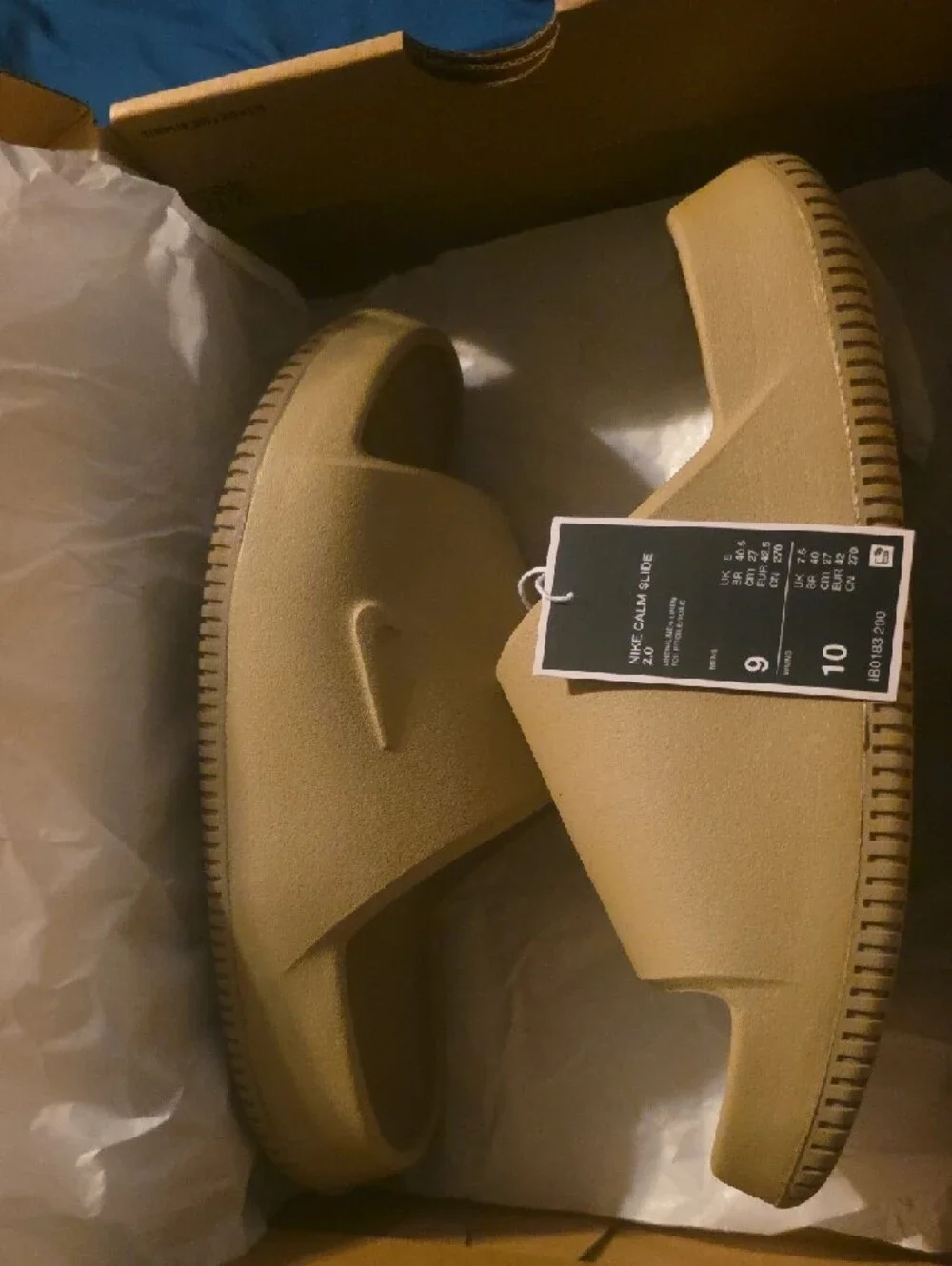 Nike Calm Slide 2.0 Linen/White Box Label